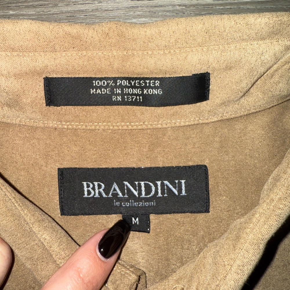 Vintage Brandini Suede Button Up Shirt Jacket Shacket Brown Mens Medium - Picture 2 of 5